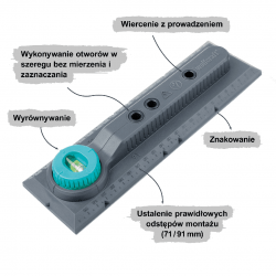 Szablon poziomica 240 mm pod puszki elektryczne 5976000 WOLFCRAFT