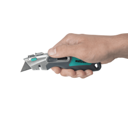 Nóż bezpieczny wysuwany z ostrzem trapezowym 4106000 WOLFCRAFT