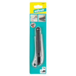 Nóż metalowy z odłamywanym ostrzem 18 mm, z czarnym ostrzem „Profi Sharp” 4306000 WOLFCRAFT