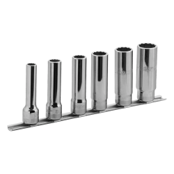 Zestaw 6 szt. nasadek długich 1/2'' 12-kąt. na szynie 10-22 mm 7806MD Bahco
