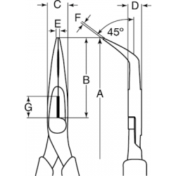 Szczypce wygięte 45° 210 mm 2477 G-200 Bahco