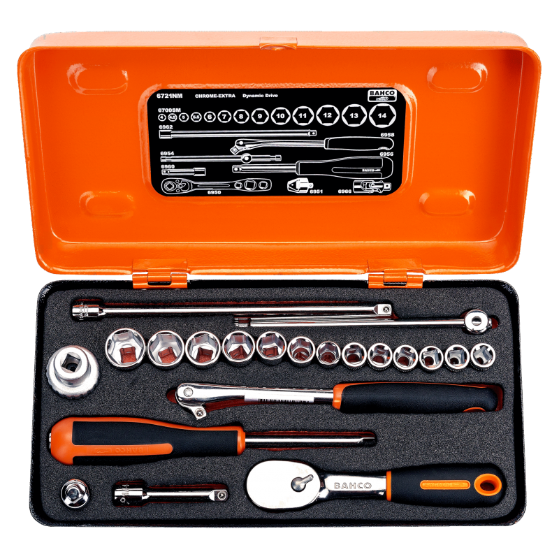 Zestaw narzędzi 1/4'' 21 el. w metalowej kasecie 6721NM BAHCO Zestaw narzędzi 1/4'' 21 el. w metalowej kasecie 6721NM BAHCO Bahcocentrum.pl