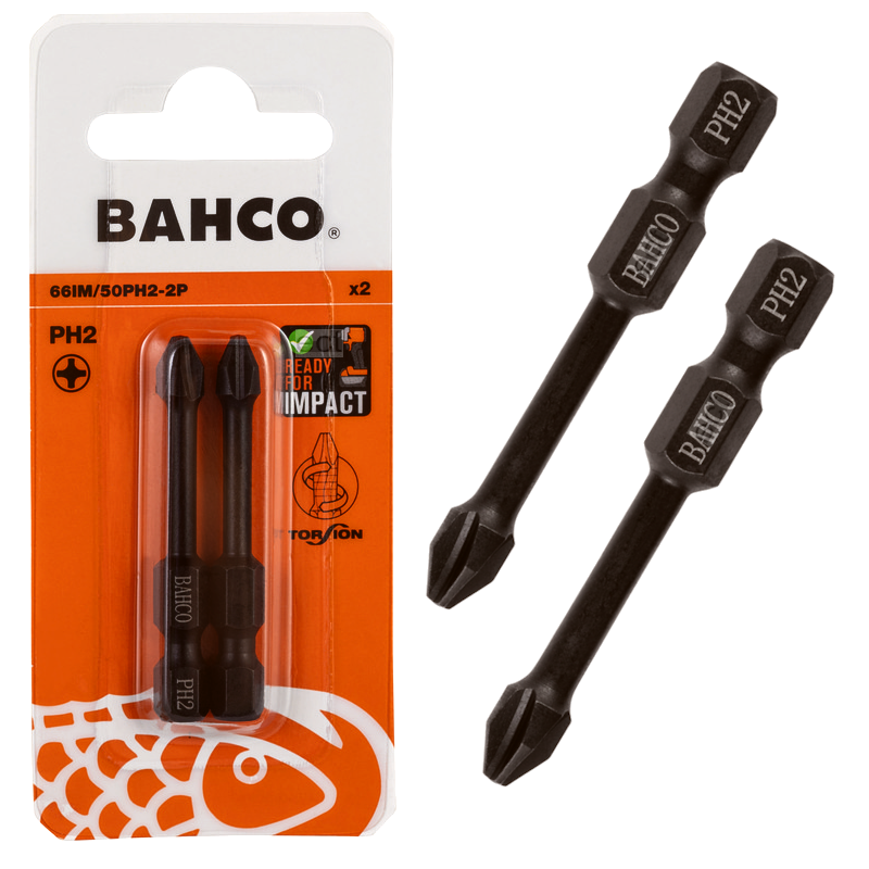 Bit udarowy Phillips PH2 x 50 mm 2 szt. 66IM/50PH2-2P BAHCO Bit udarowy Phillips PH2 x 50 mm 2 szt. 66IM/50PH2-2P BAHCO Bahcocentrum.pl