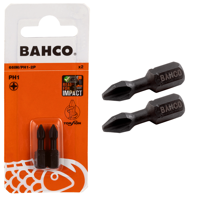Bit udarowy Phillips PH1 x 25 mm 2 szt. 66IM/PH1-2P Bahco Bit udarowy Phillips PH1 x 25 mm 2 szt. 66IM/PH1-2P Bahco Bahcocentrum.pl