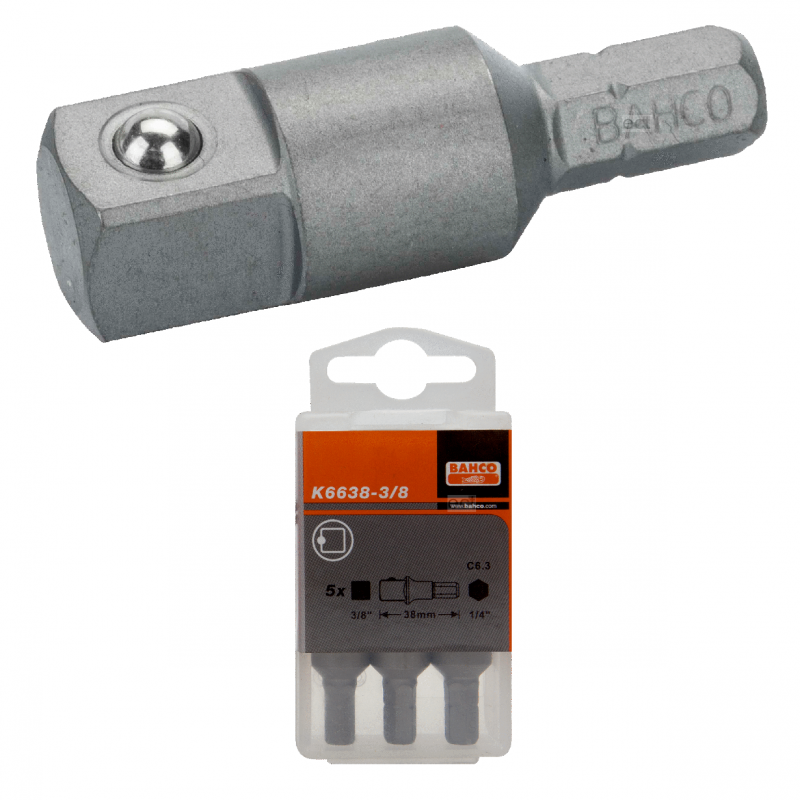 Adapter 1/4'' hex na 3/8'' kwadrat 5 szt. K6638-3/8 BAHCO Adapter 1/4'' hex na 3/8'' kwadrat 5 szt. K6638-3/8 BAHCO Bahcocentrum.pl
