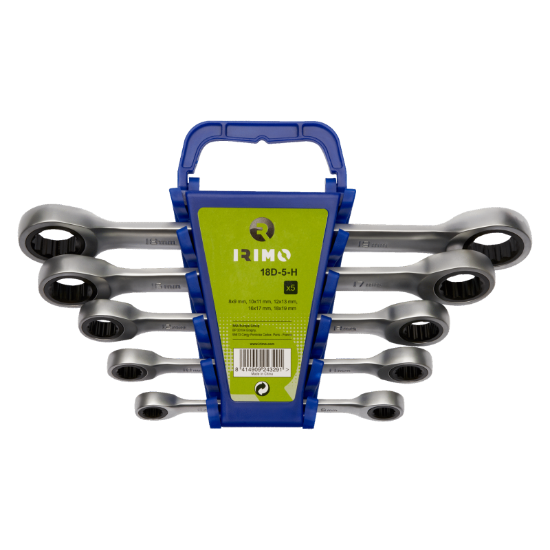 Zestaw 5 szt. kluczy oczkowych z grzechotką 8-19 mm 18D-5-H IRIMO Zestaw 5 szt. kluczy oczkowych z grzechotką 8-19 mm 18D-5-H IRIMO Bahcocentrum.pl
