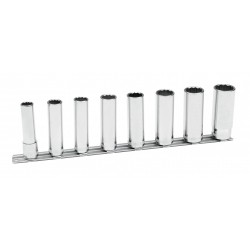 Zestaw 8 sztuk długich nasadek 3/8'' 12-kąt. na szynie 7408MD Bahco
