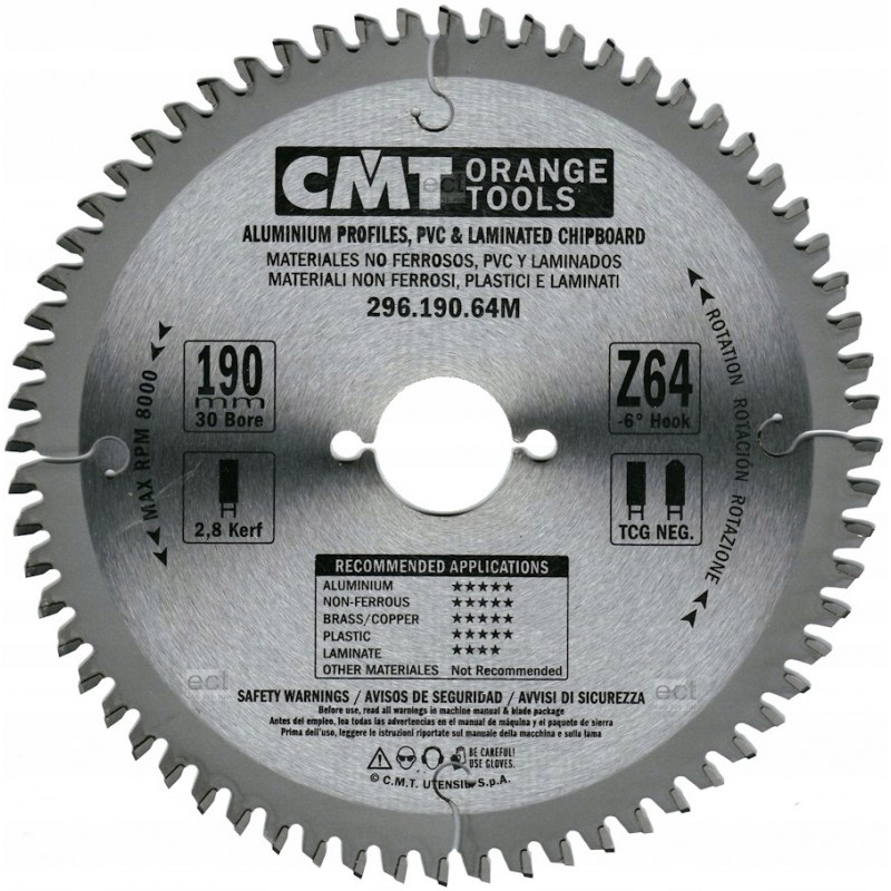 Tarcza pilarska do cięcia aluminium Ø 190/30 mm 64 zęby 296.190.64M CMT Tarcza pilarska do cięcia aluminium Ø 190/30 mm 64 zęby 296.190.64M CMT Bahcocentrum.pl
