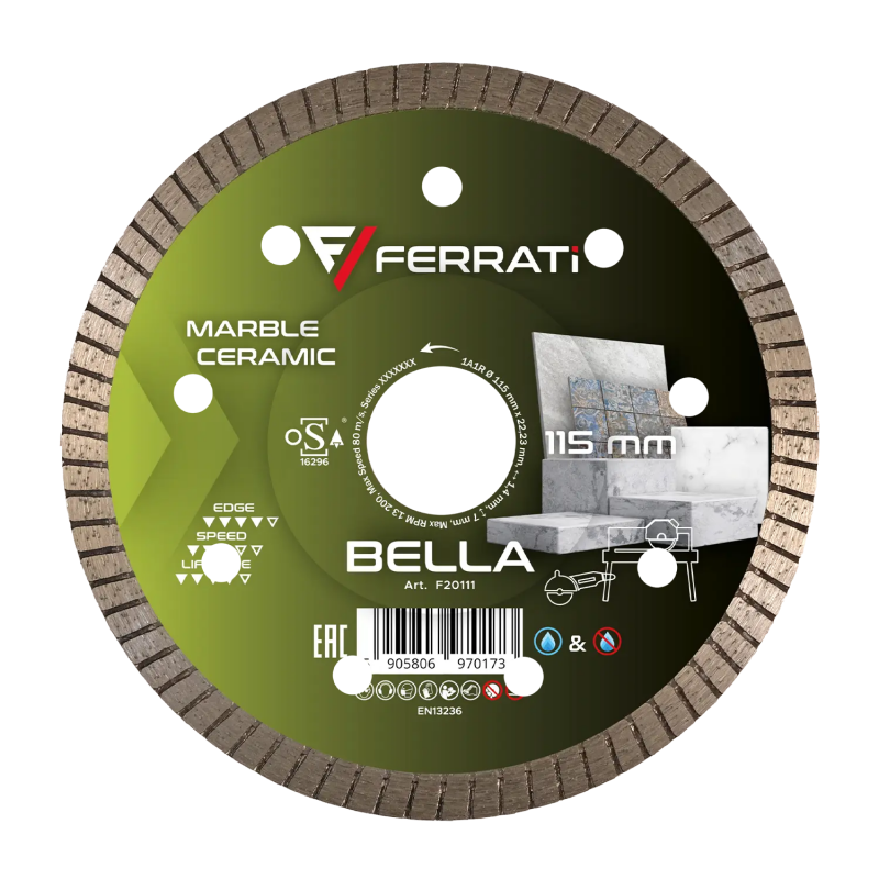 Tarcza diamentowa do ceramiki i kamienia naturalnego Ø 115 mm BELLA F20111 FERRATI Tarcza diamentowa do ceramiki i kamienia naturalnego Ø 115 mm BELLA F20111 FERRATI Bahcocentrum.pl