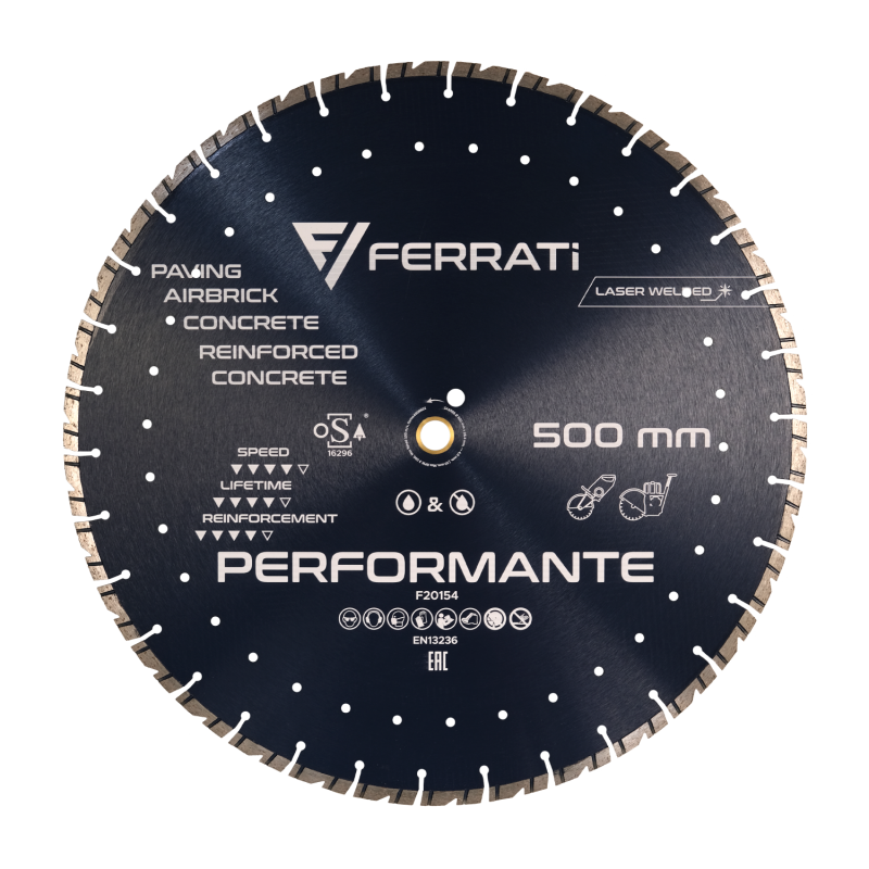 Tarcza diamentowa do betonu, rur betonowych Ø 500 mm PERFORMANTE F20154 FERRATI Tarcza diamentowa do betonu, rur betonowych Ø 500 mm PERFORMANTE F20154 FERRATI Bahcocentrum.pl