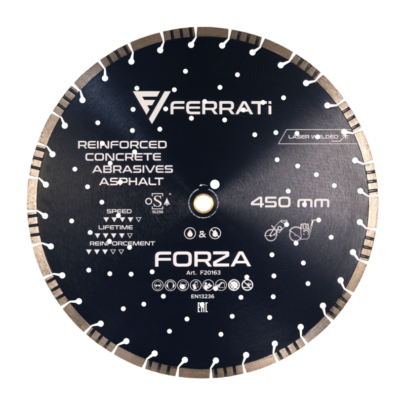 Tarcza diamentowa do betonu, lastryko Ø 450 mm FORZA F20163 FERRATI Tarcza diamentowa do betonu, lastryko Ø 450 mm FORZA F20163 FERRATI Bahcocentrum.pl