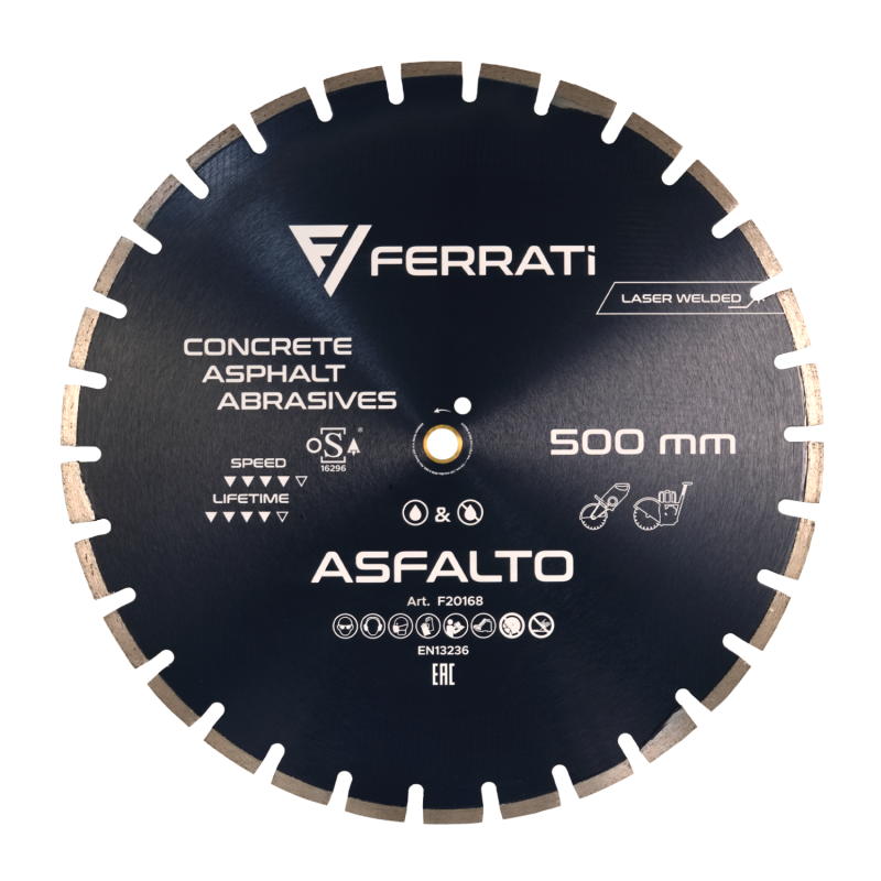 Tarcza diamentowa do betonu, asfaltu, silikatu Ø 500 mm ASFALTO F20168 FERRATI Tarcza diamentowa do betonu, asfaltu, silikatu Ø 500 mm ASFALTO F20168 FERRATI Bahcocentrum.pl