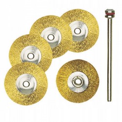 Szczotki druciane dyski mosiądz Ø 22 mm z trzpieniem 5 szt. 28962 PROXXON