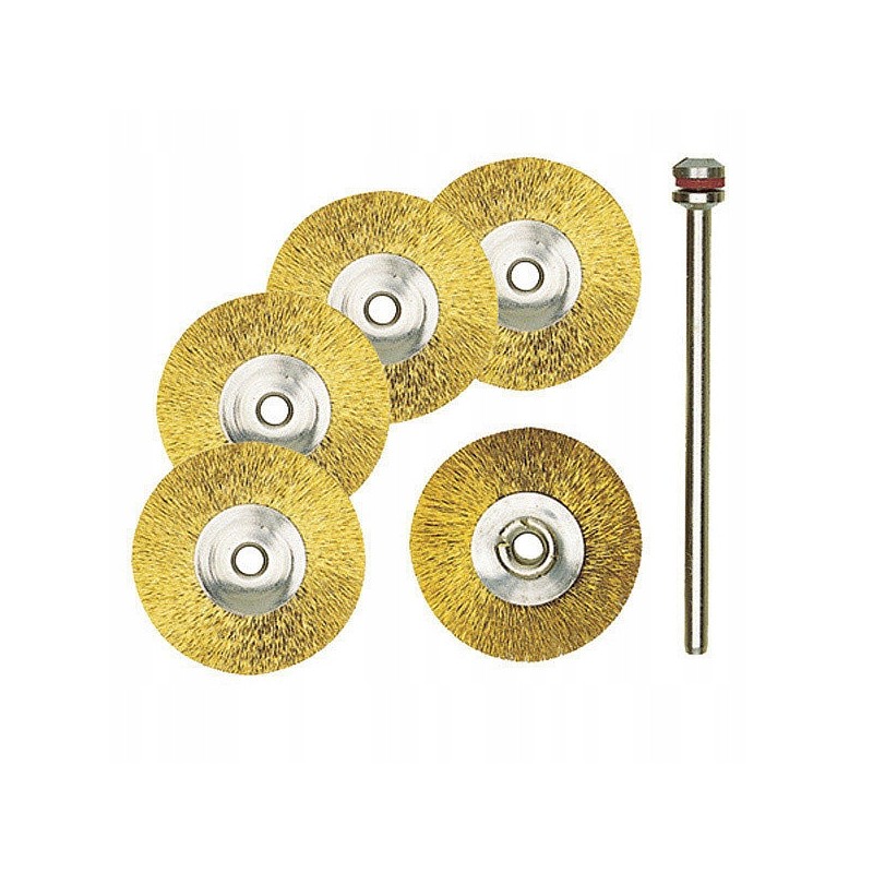 Szczotki druciane dyski mosiądz Ø 22 mm z trzpieniem 5 szt. 28962 PROXXON Szczotki druciane dyski mosiądz Ø 22 mm z trzpieniem 5 szt. 28962 PROXXON Bahcocentrum.pl